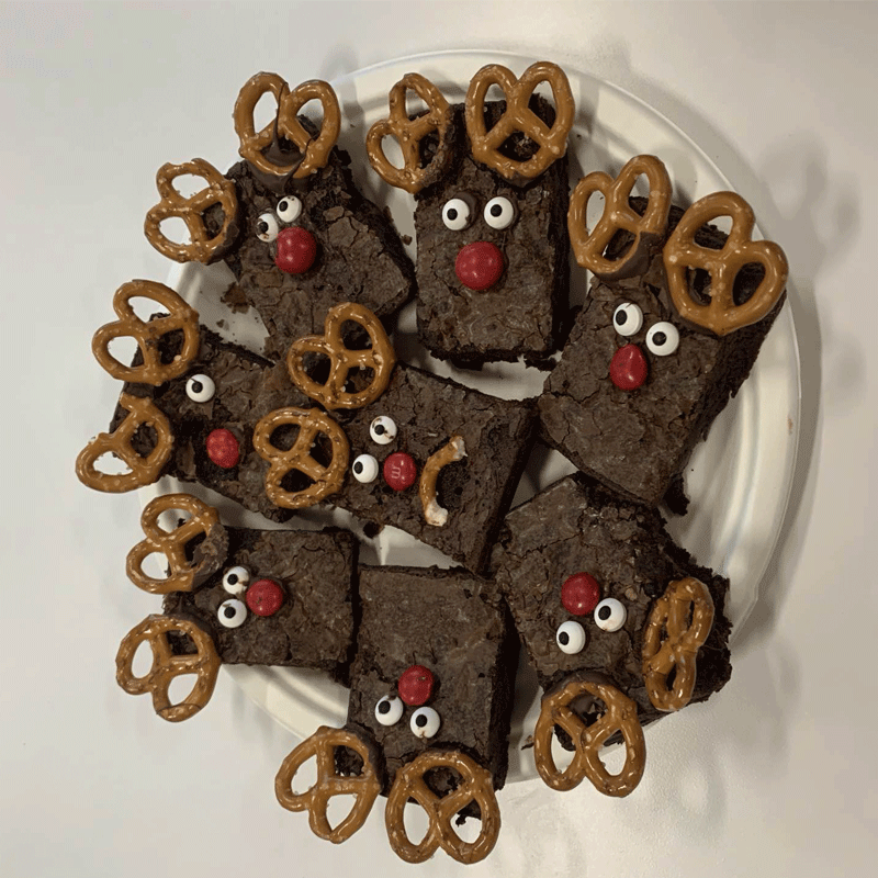 Christmas c ookies on a table.