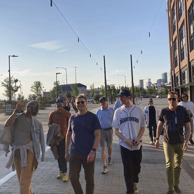 Group of MFA employees walking together.