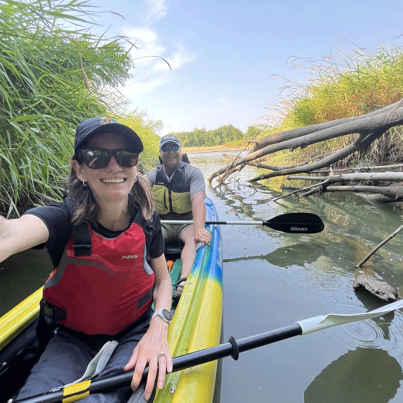 Two MFA team members on a kayak.