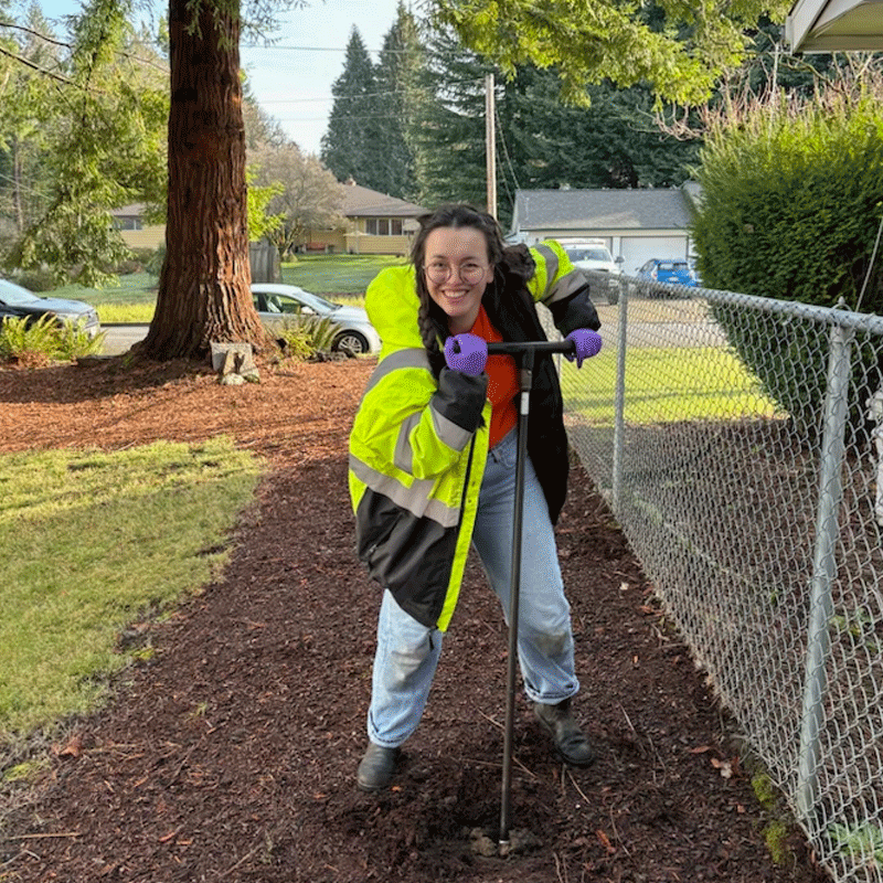 MFA team member testing some soil.