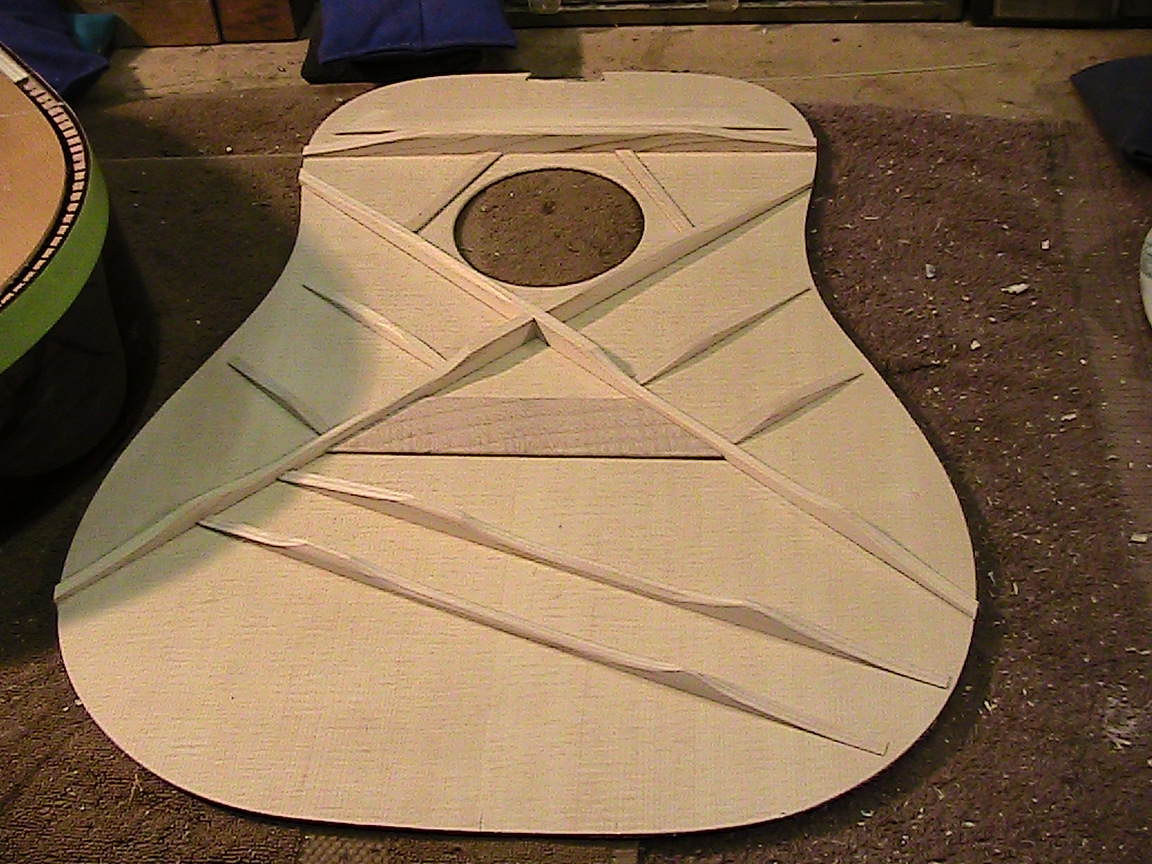 Inside face of built guitar
