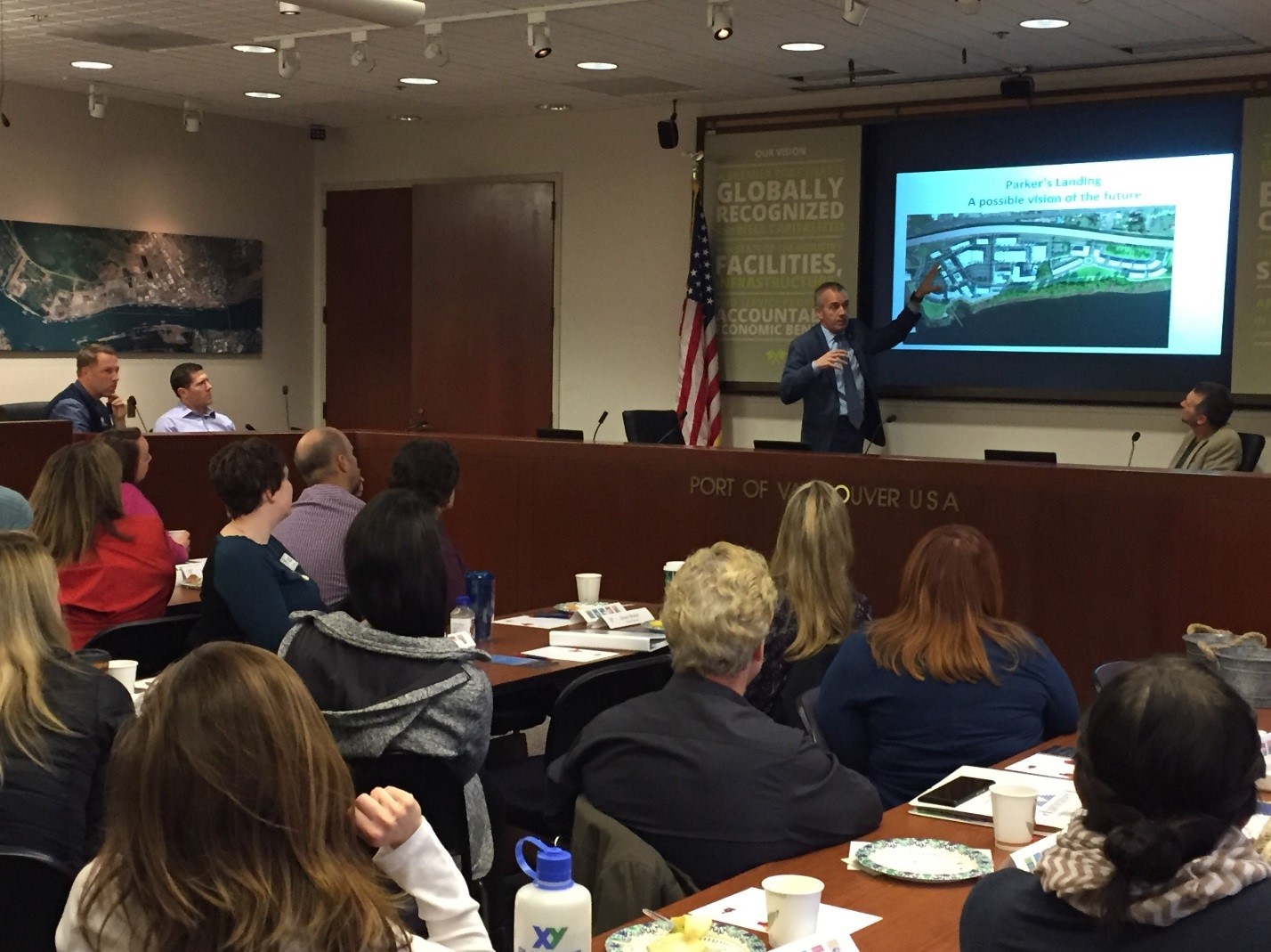 David Ripp, executive director of the Port of Camas-Washougal, describing the redevelopment plans for the Hambleton Lumber Mill at LCC’s Economic Drivers session in November 2018. MFA assisted the Port with remediation of the site.