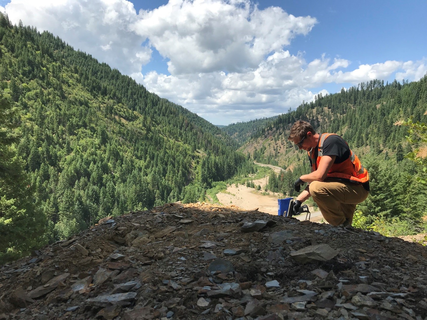 Erik Naylor sampling at the Bunker Hill Site