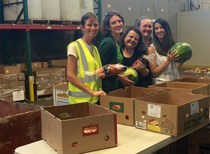 Group of team members working together at the Clark County Food Bank