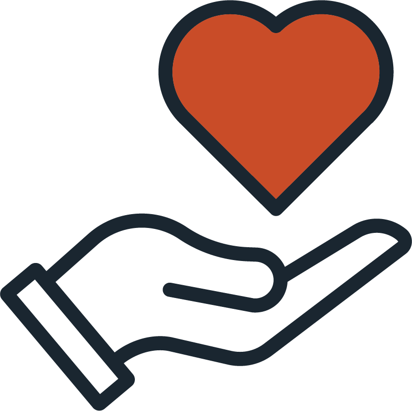 Hand holding heart icon