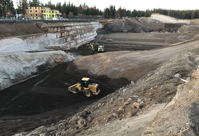 construction equipment in former pumice mine