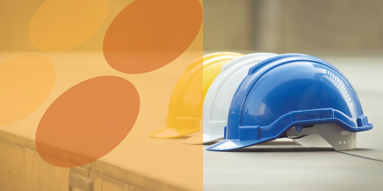 three hard hats sitting side by side