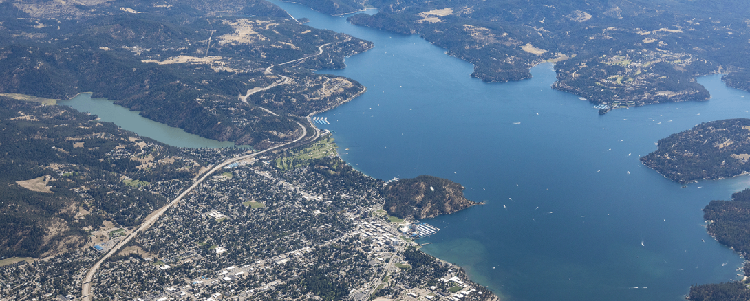 Aerial image of Coeur d'Alene Idaho.