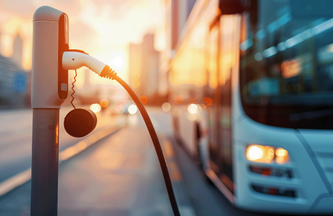 Image of electric bus being charged