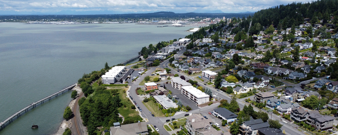 Aerial view of Bellingham, Washington.