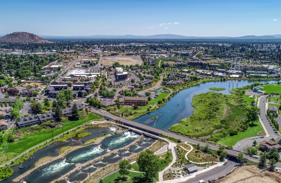 Aerial view of downtown Bend, Oregon